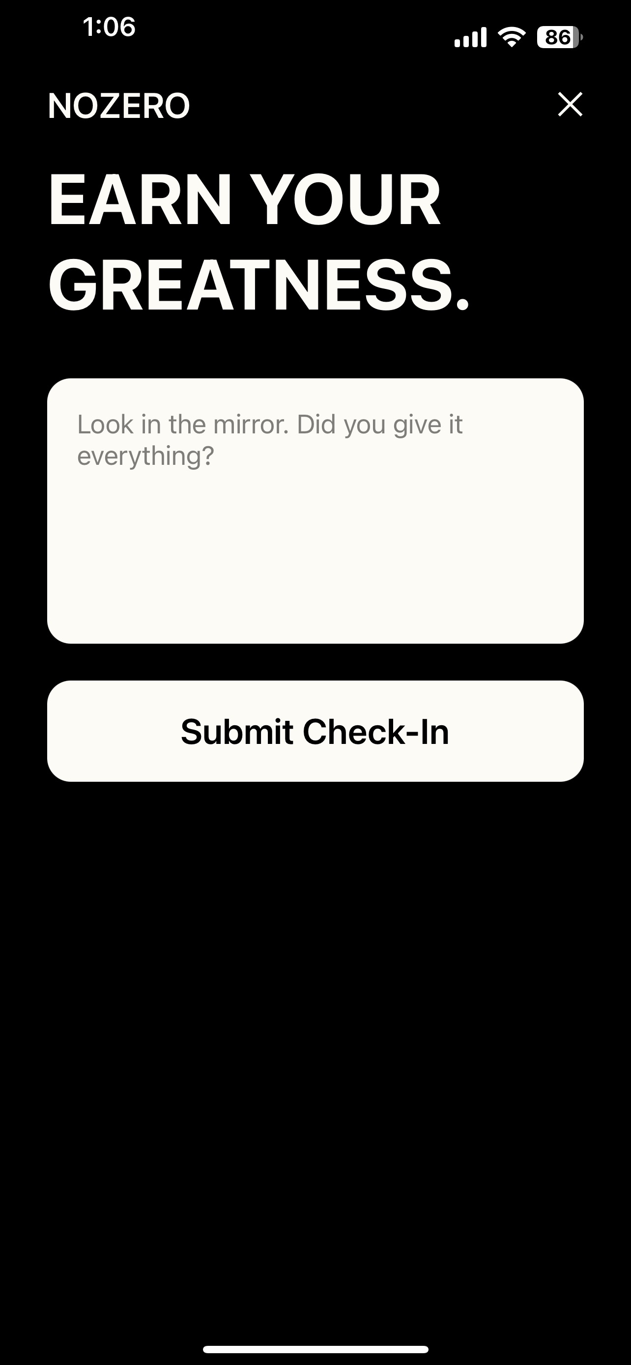 NOZERO Check-in - Earn Your Greatness